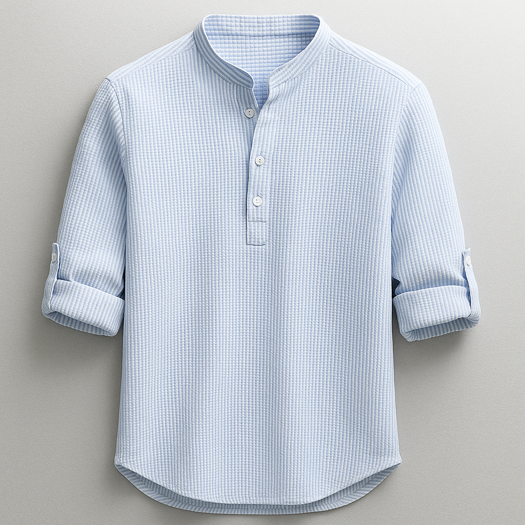 Men's Mandarin Collar Henley Shirt