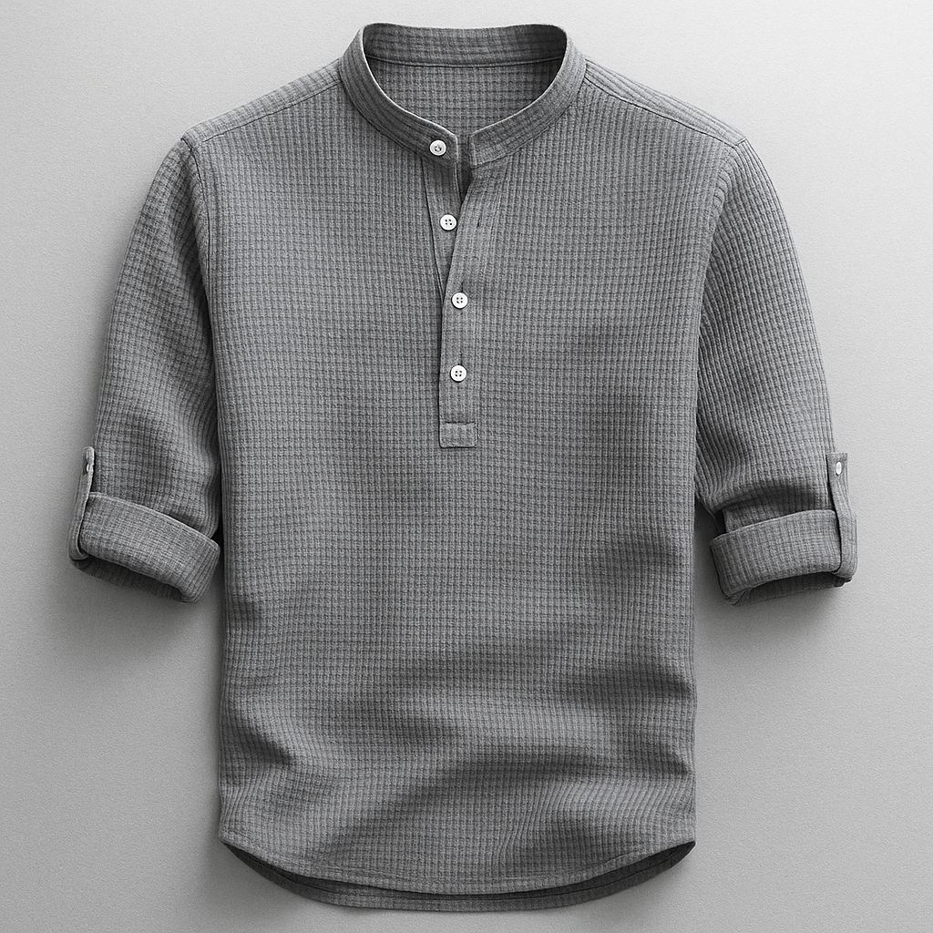 Men's Mandarin Collar Henley Shirt
