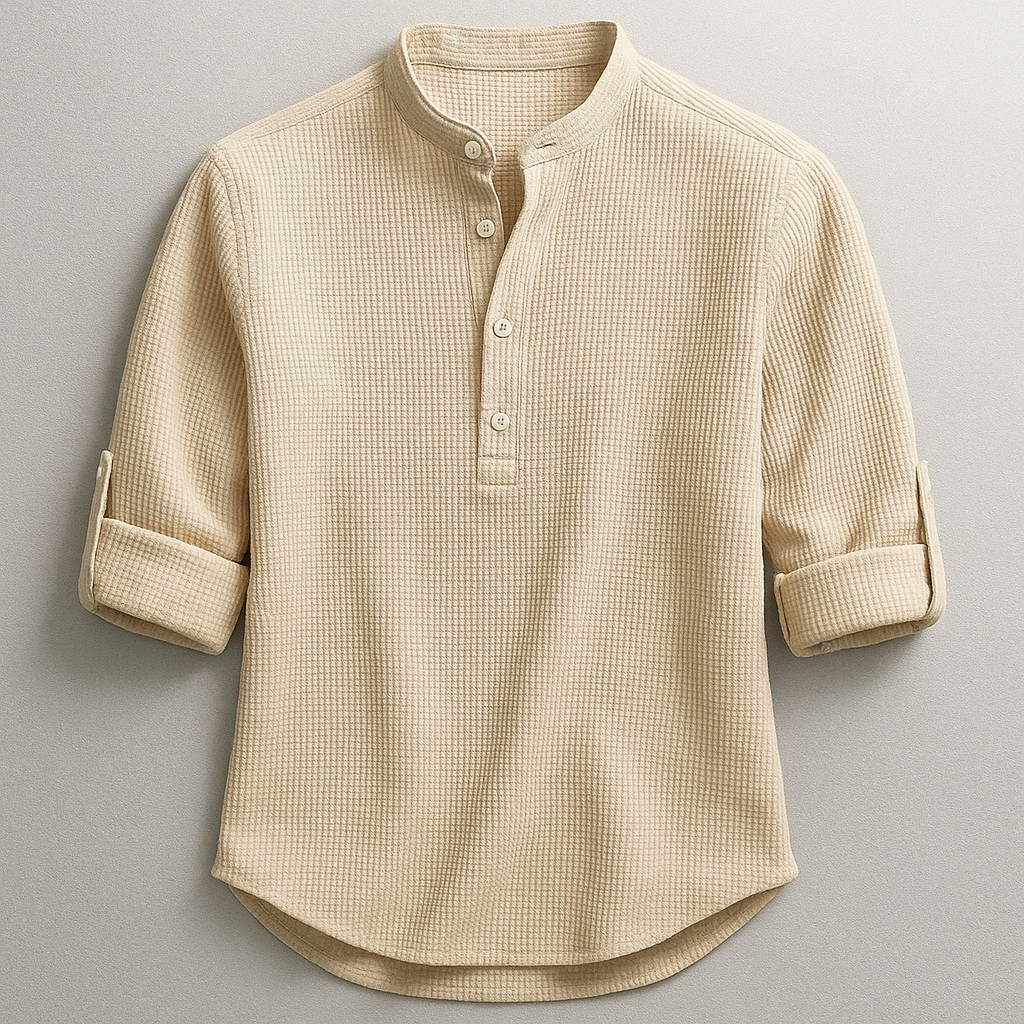 Men's Mandarin Collar Henley Shirt