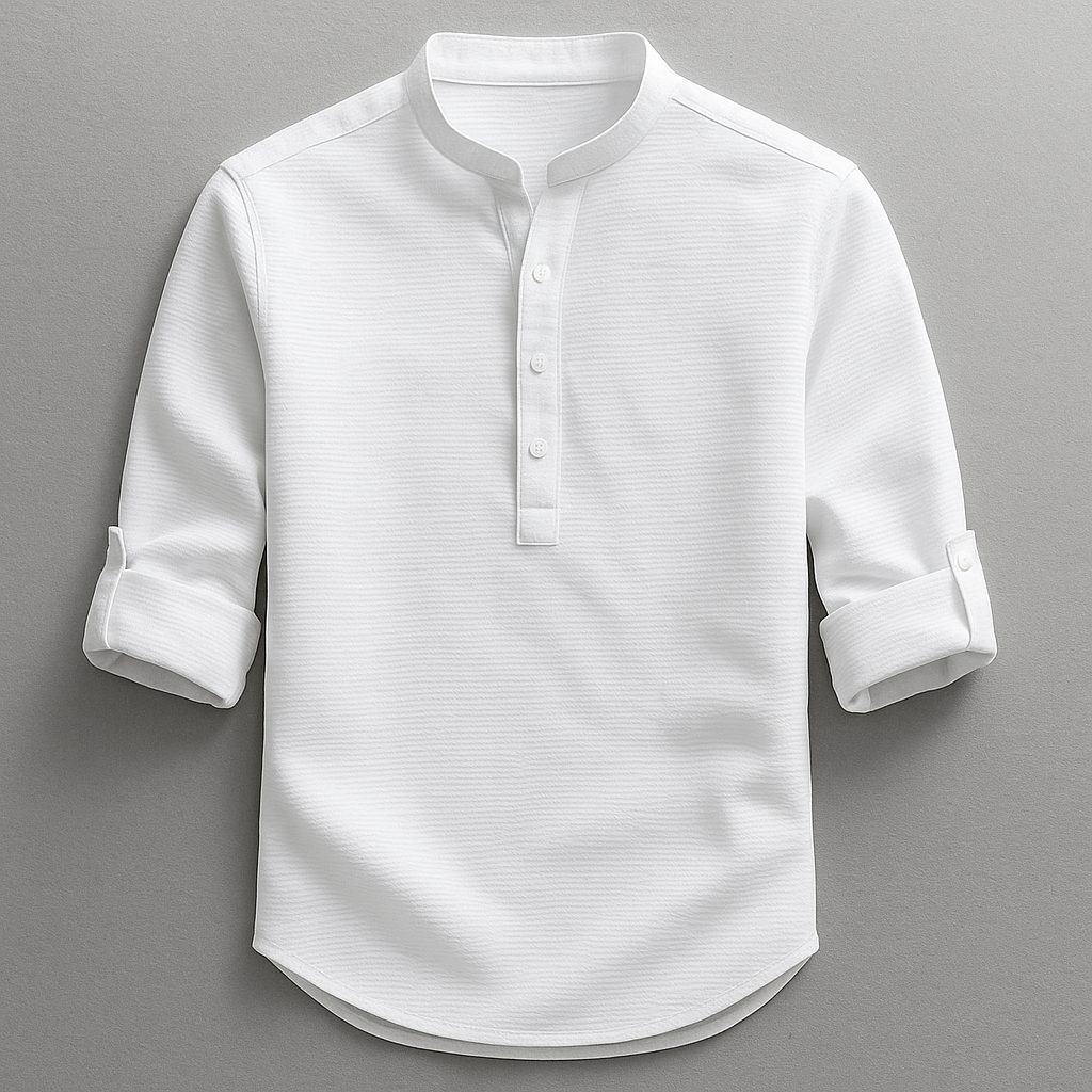 Men's Mandarin Collar Henley Shirt