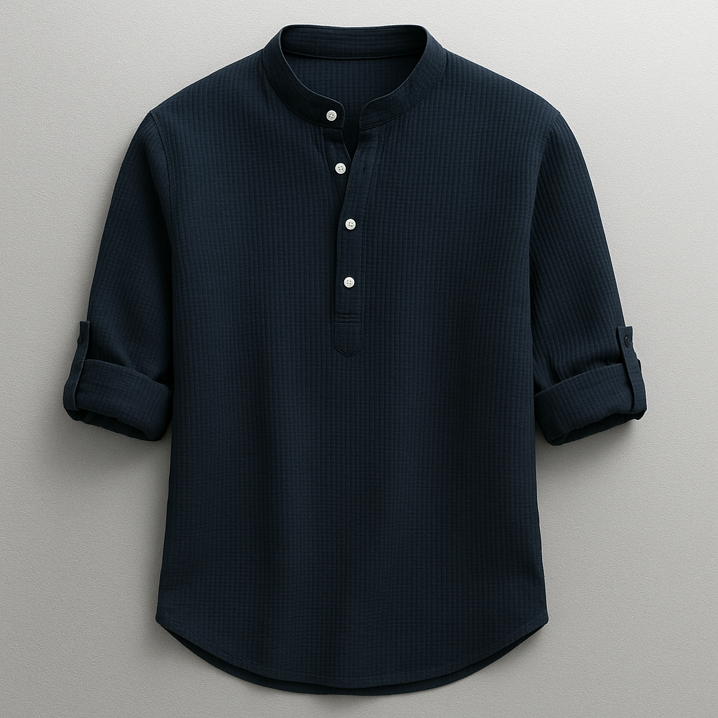 Men's Mandarin Collar Henley Shirt