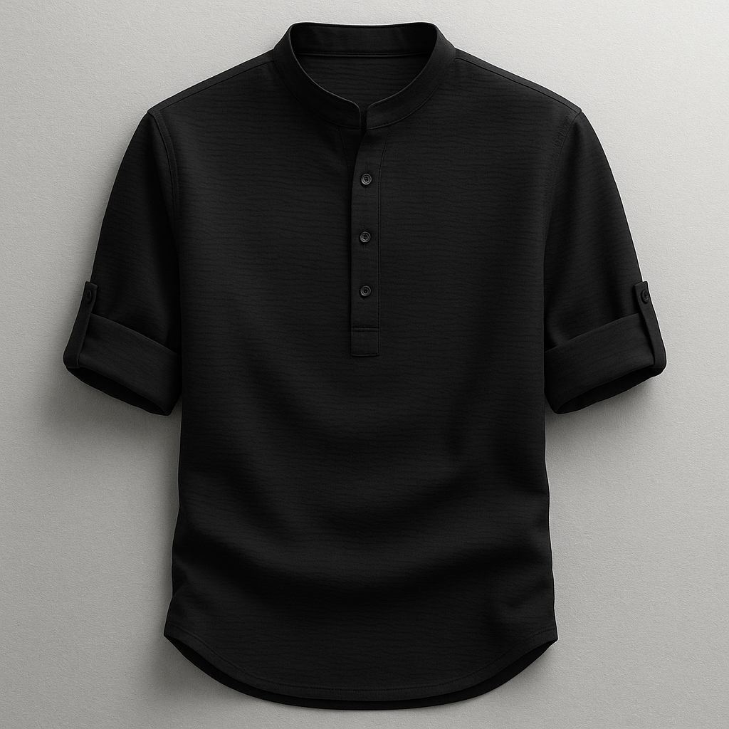 Men's Mandarin Collar Henley Shirt