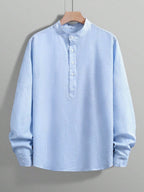 Men's Mandarin Collar Long Sleeve Shirt