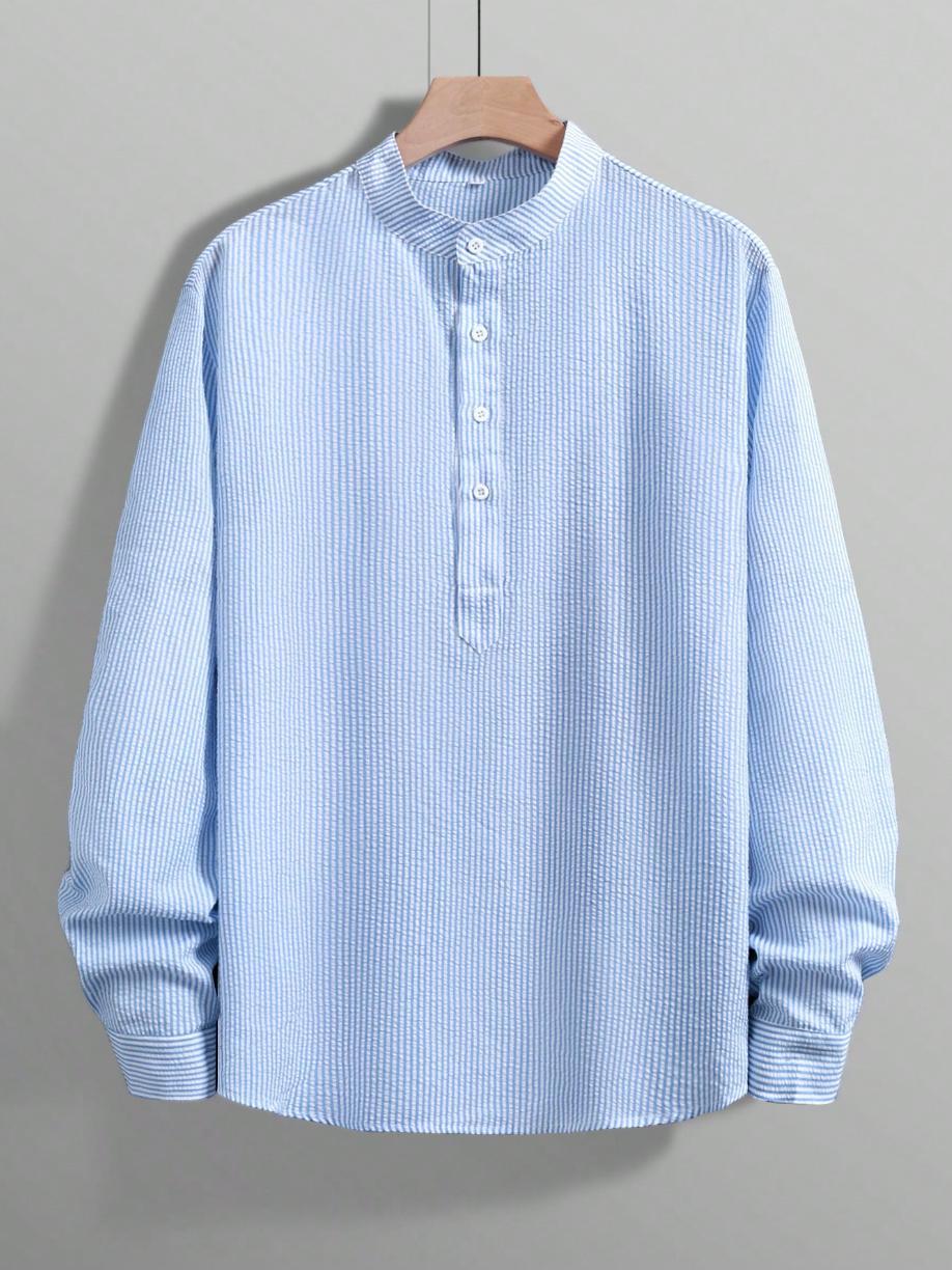 Men's Mandarin Collar Long Sleeve Shirt