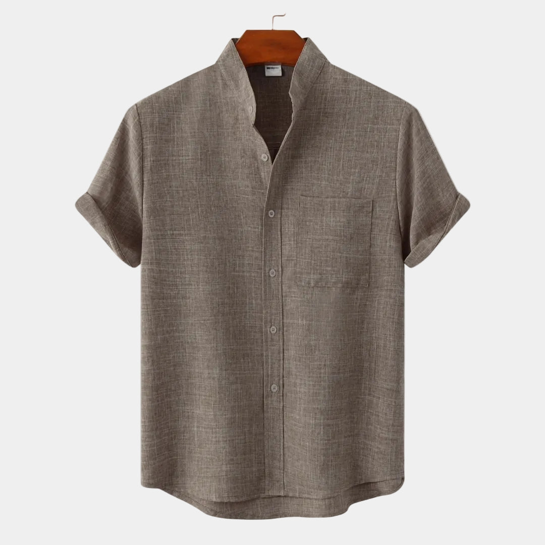 Men's Mandarin Collar Pocket Shirt