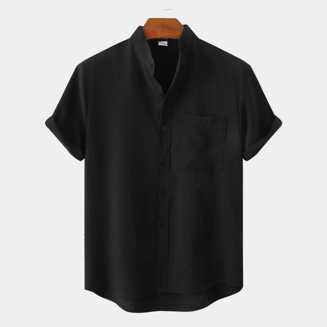 Men's Mandarin Collar Pocket Shirt