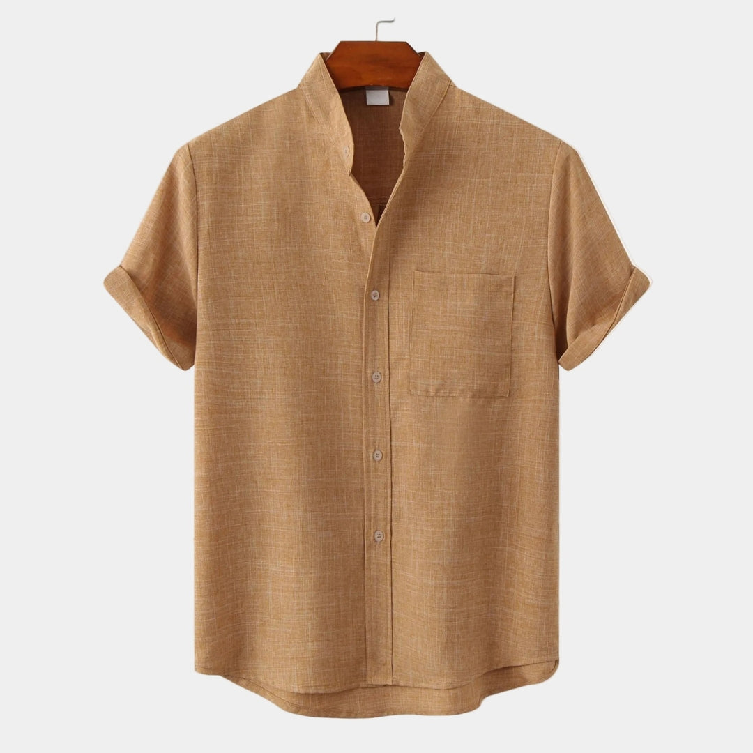 Men's Mandarin Collar Pocket Shirt