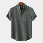 Men's Mandarin Collar Pocket Shirt