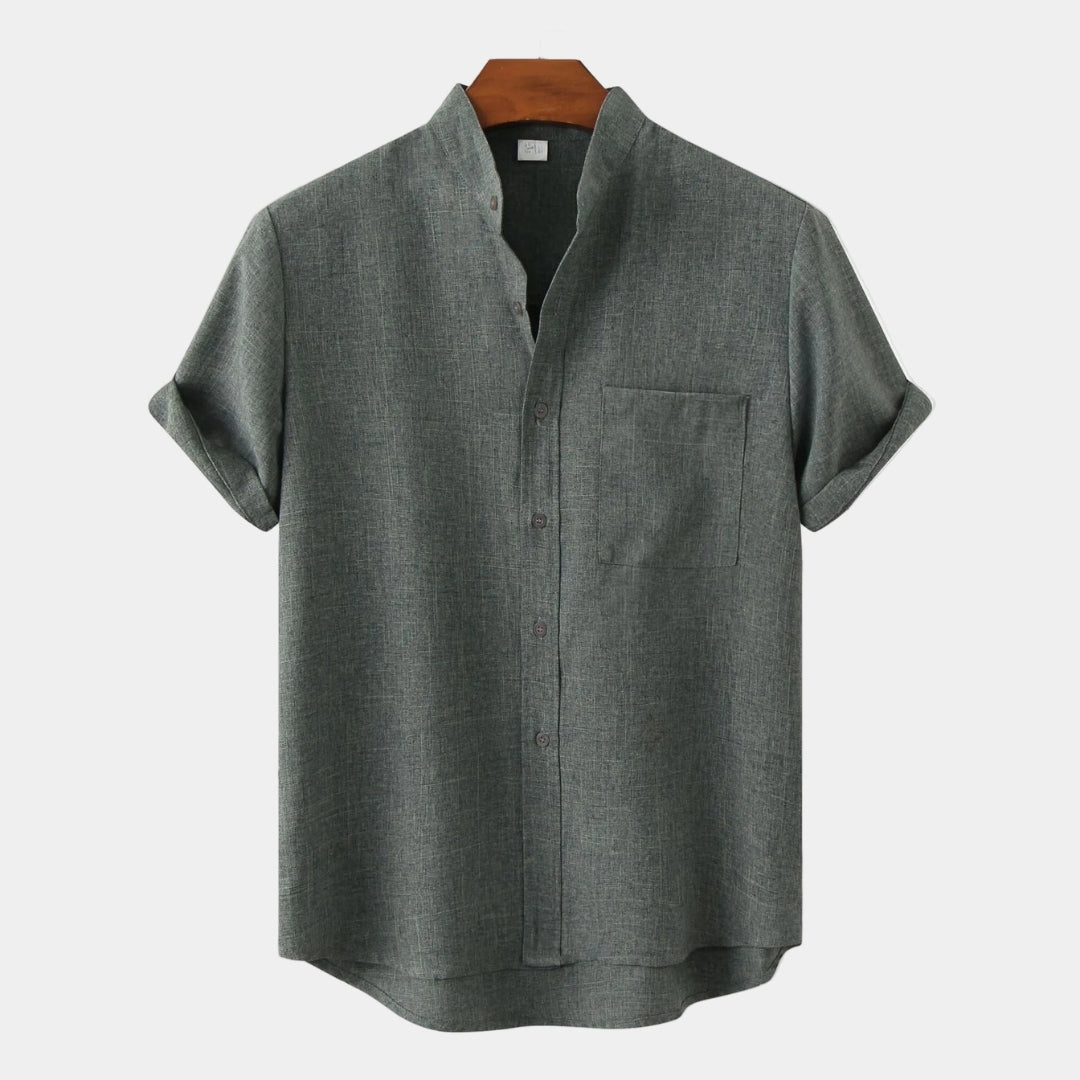 Men's Mandarin Collar Pocket Shirt