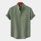 Men's Mandarin Collar Pocket Shirt