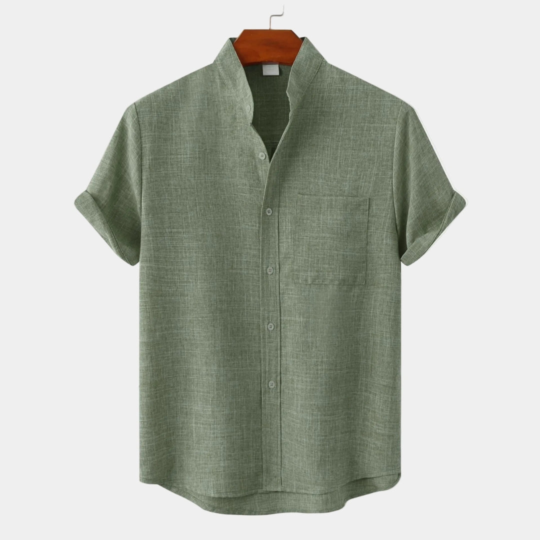 Men's Mandarin Collar Pocket Shirt
