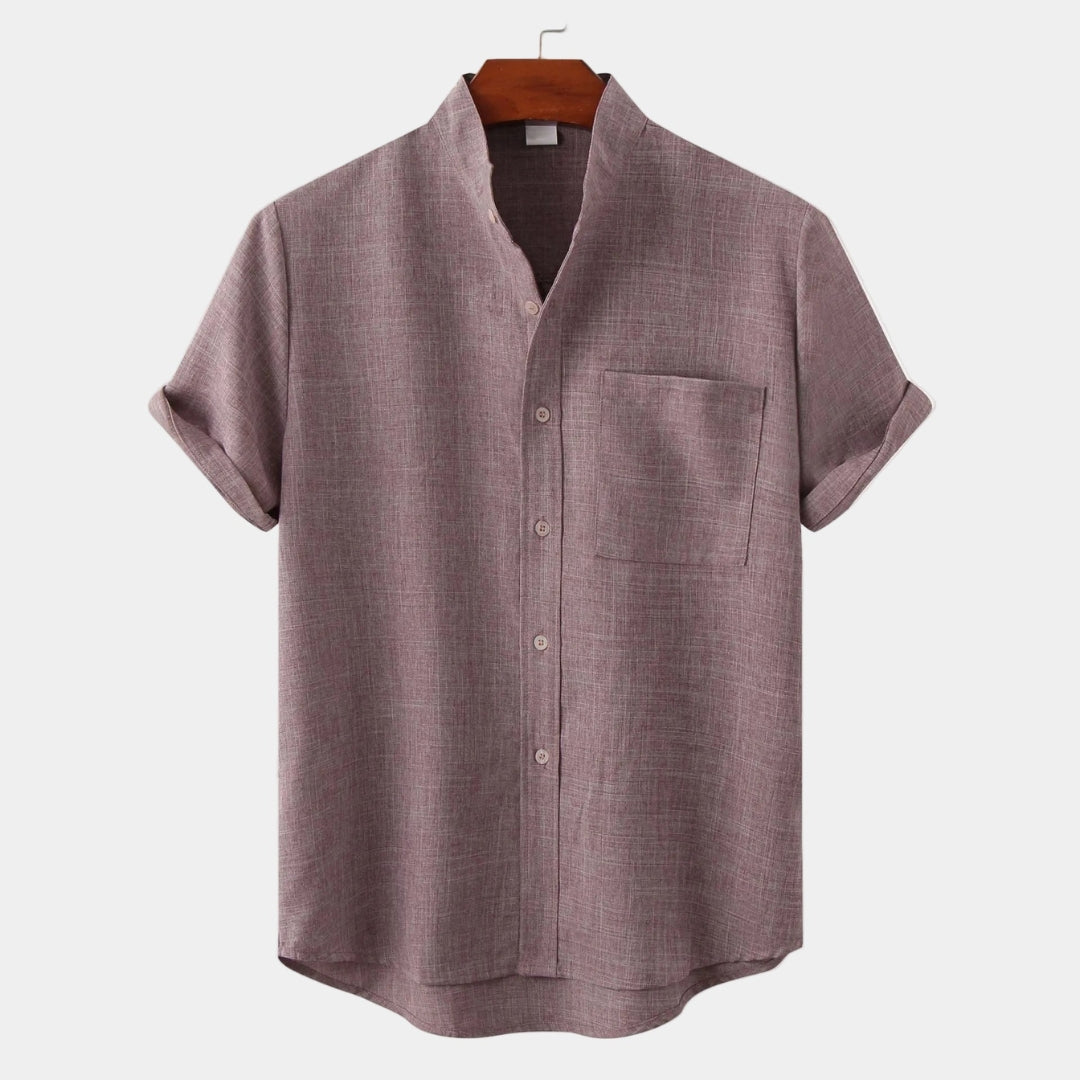 Men's Mandarin Collar Pocket Shirt