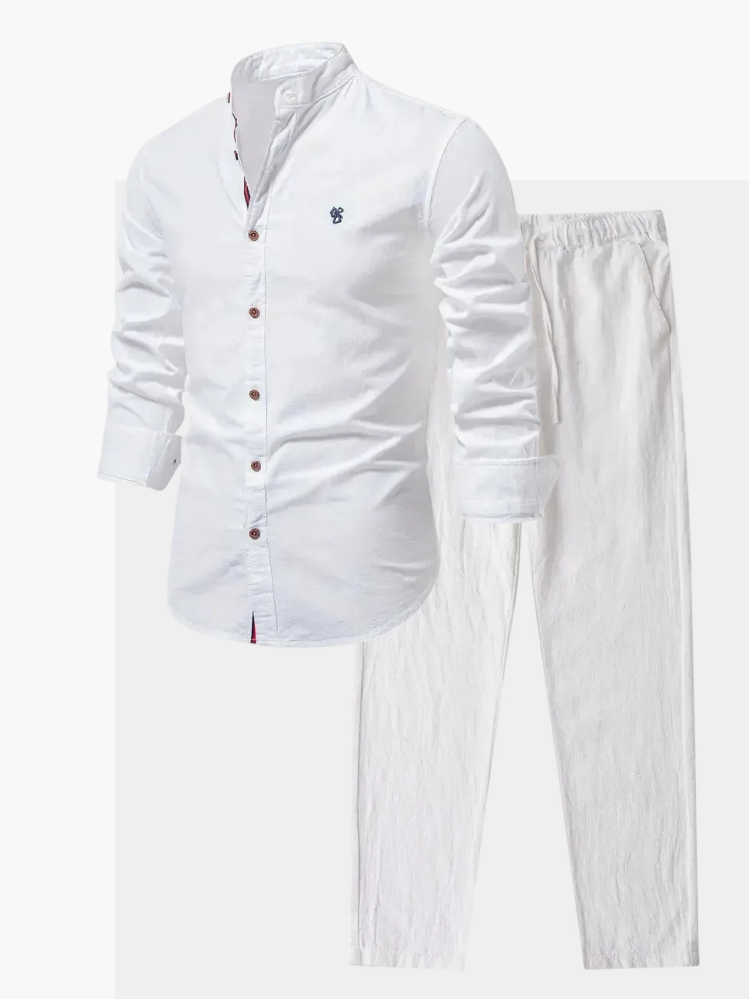 Men's Mandarin Collar Shirt and Pants Set