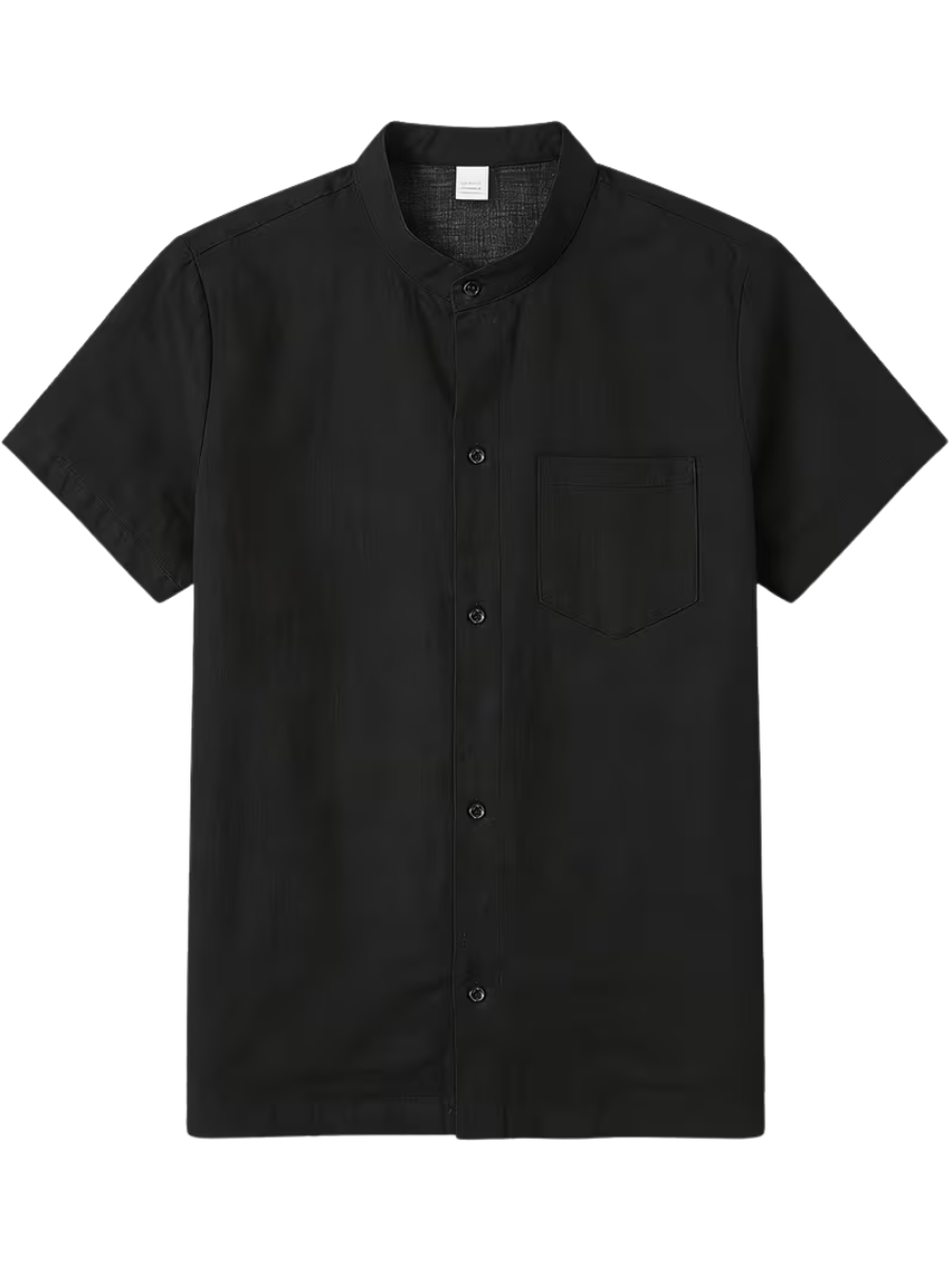 Men's Mandarin Collar Shirt and Shorts Set