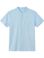 Men's Mandarin Collar Shirt and Shorts Set