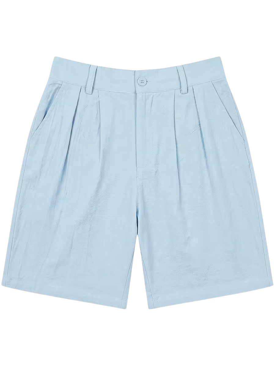 Men's Mandarin Collar Shirt and Shorts Set