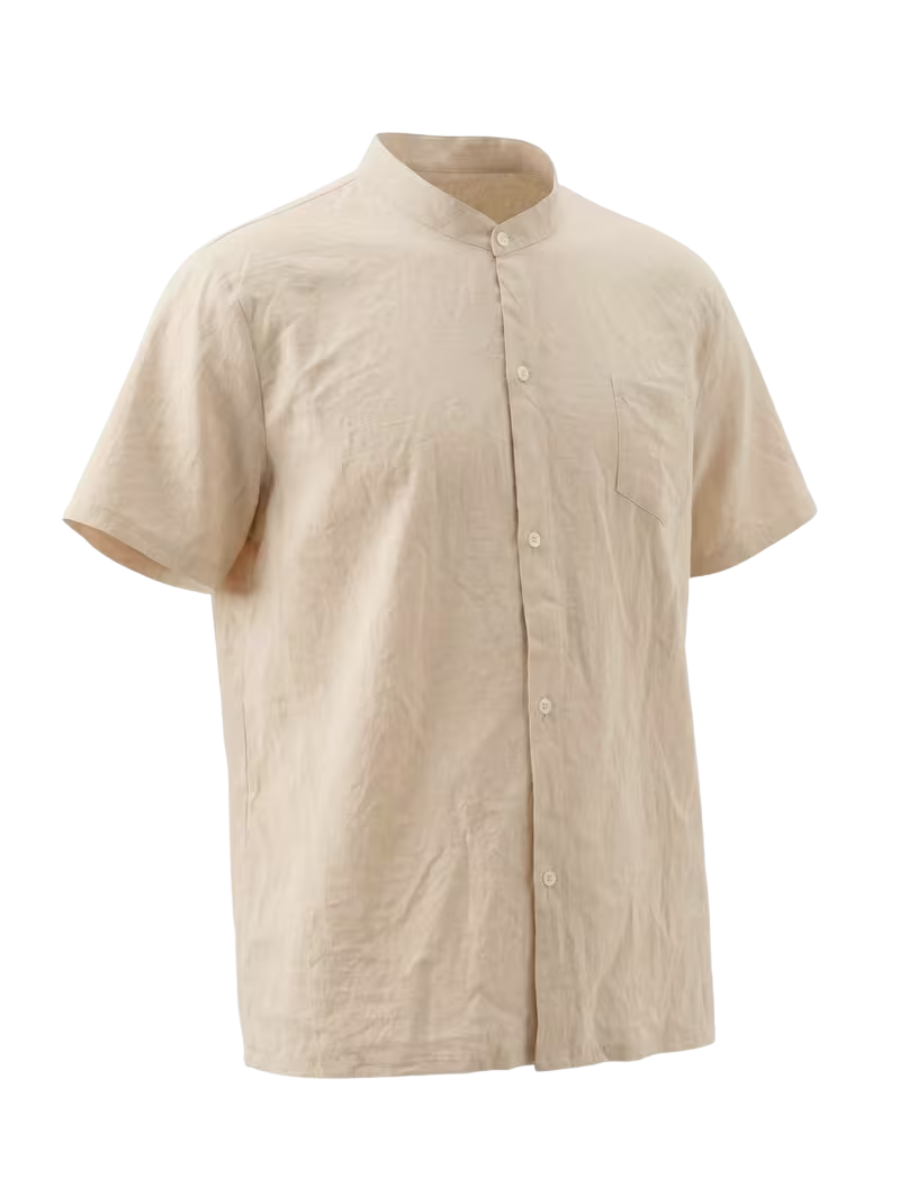 Men's Mandarin Collar Shirt and Shorts Set