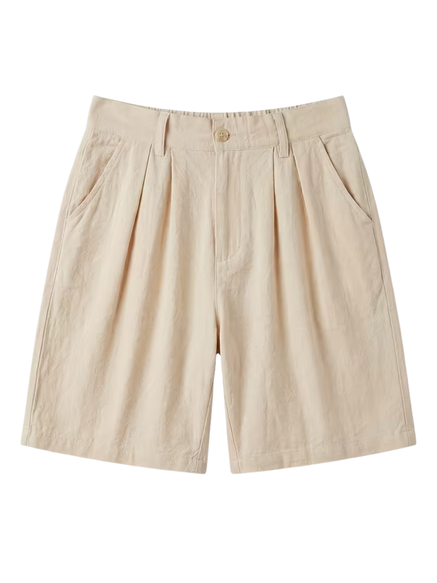 Men's Mandarin Collar Shirt and Shorts Set