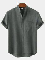 Men's Mandarin Collar Shirt and Tapered Pants Set