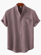 Men's Mandarin Collar Shirt and Tapered Pants Set