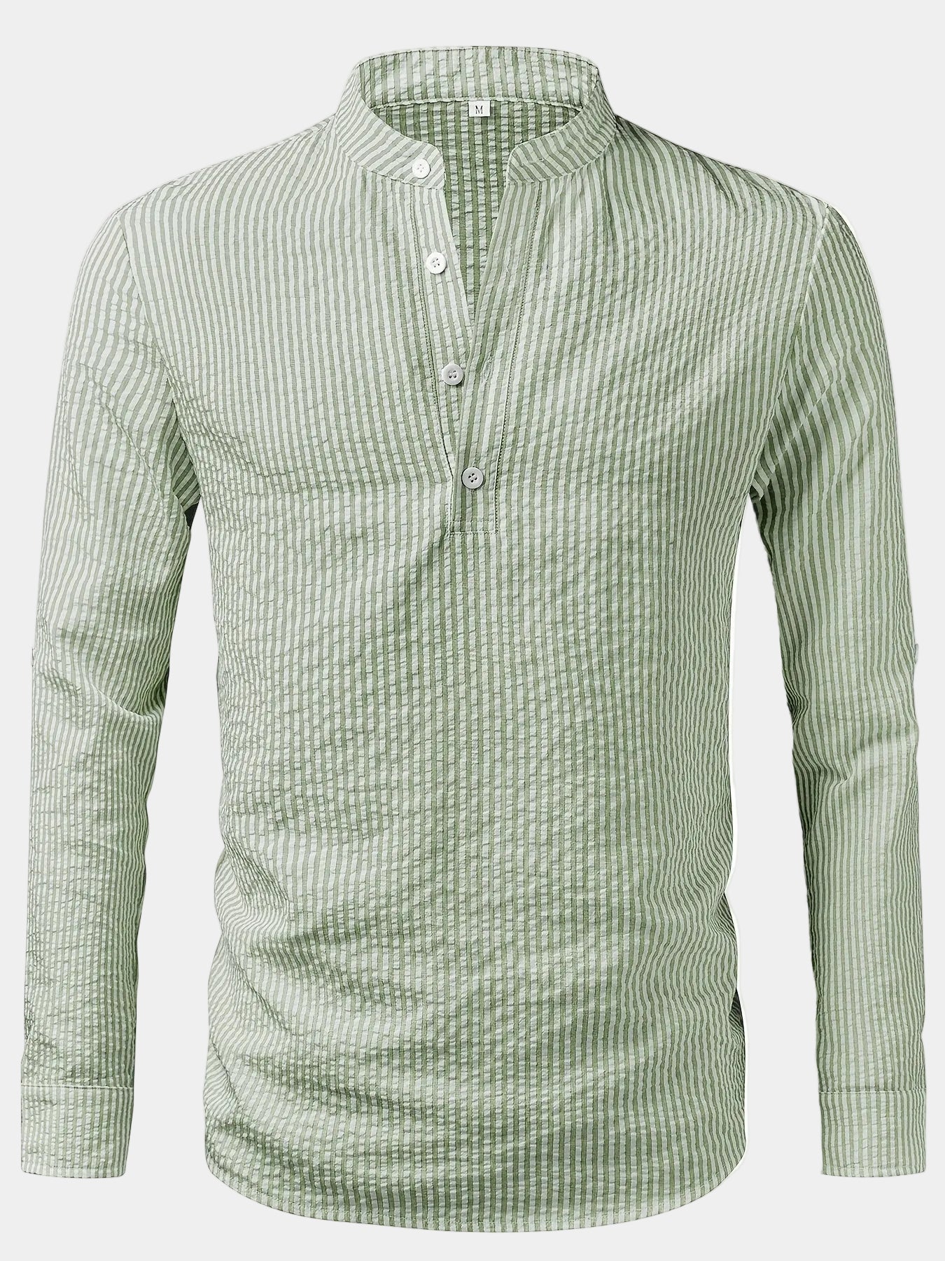 Men's Mandarin Collar Striped Shirt