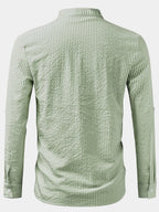 Men's Mandarin Collar Striped Shirt