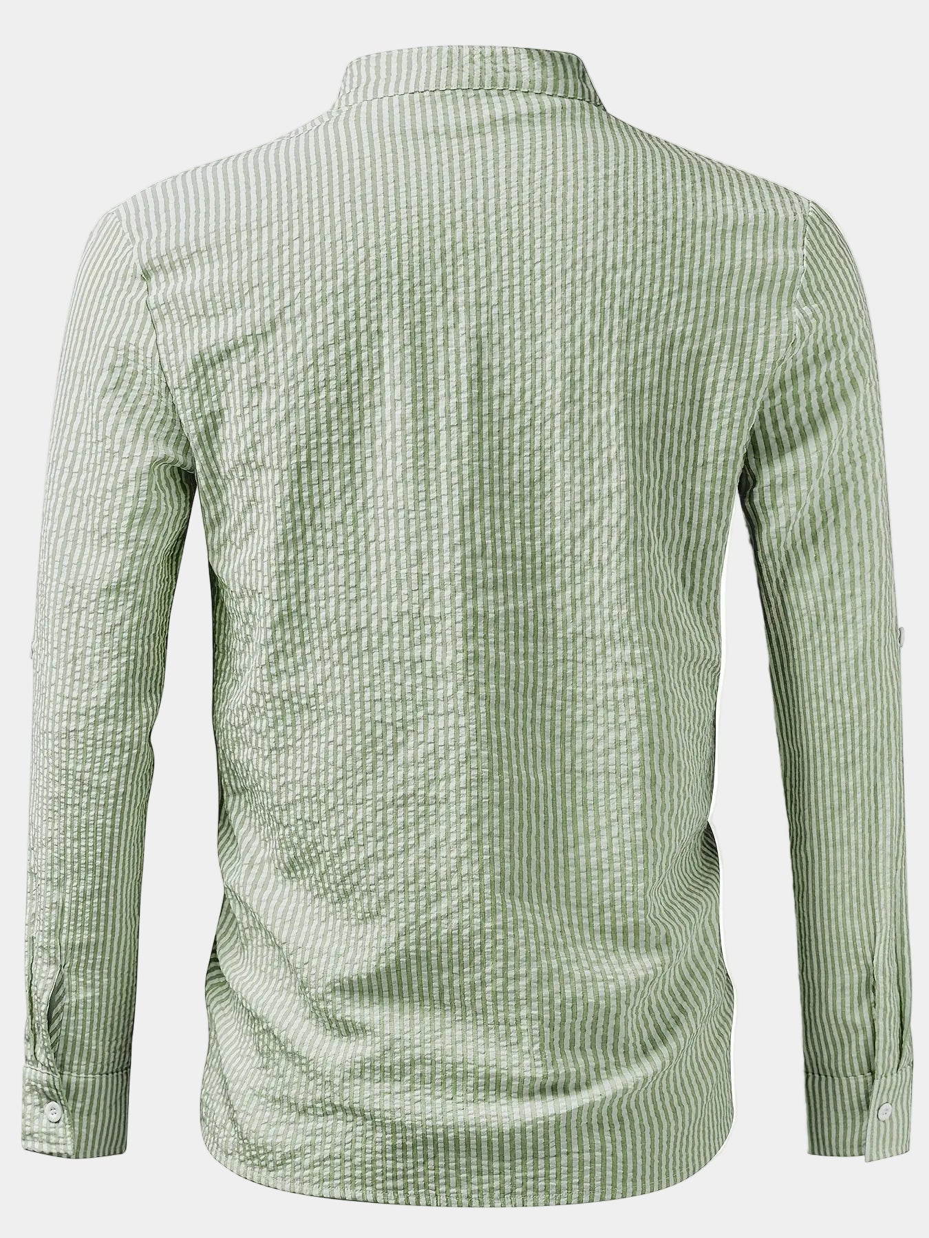 Men's Mandarin Collar Striped Shirt