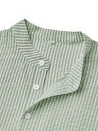 Men's Mandarin Collar Striped Shirt