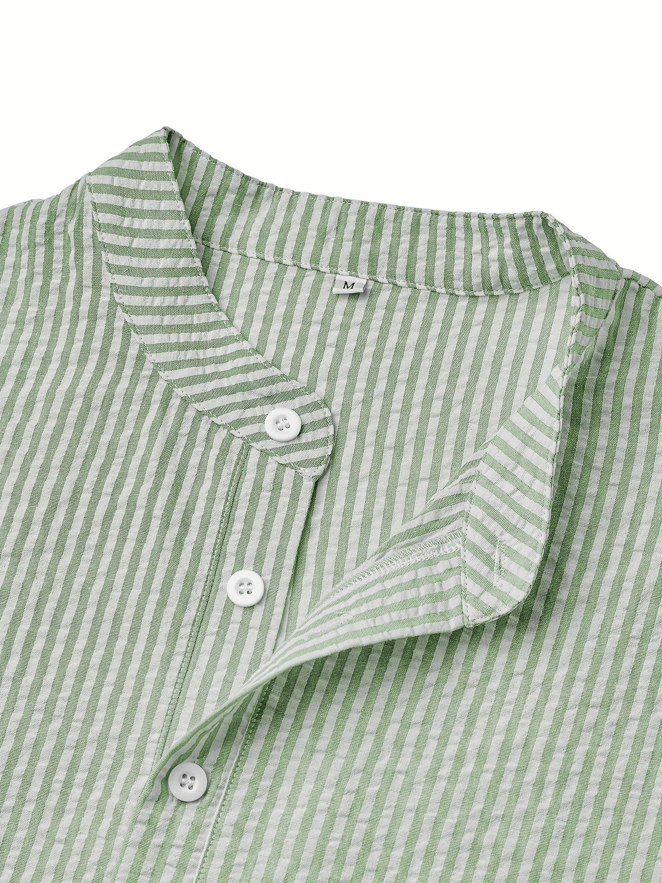 Men's Mandarin Collar Striped Shirt