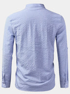 Men's Mandarin Collar Striped Shirt