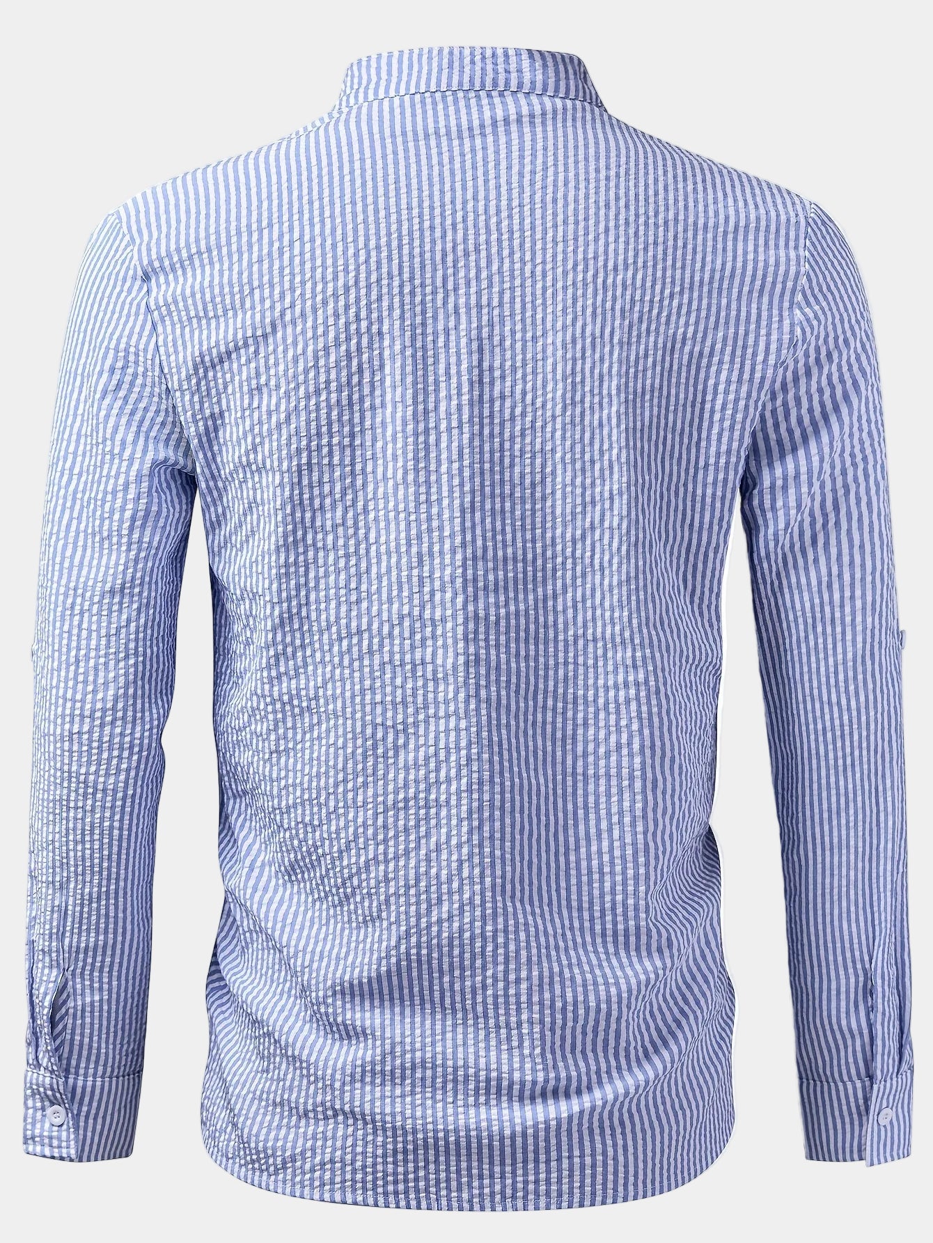 Men's Mandarin Collar Striped Shirt
