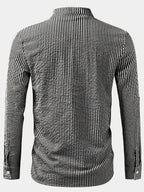 Men's Mandarin Collar Striped Shirt