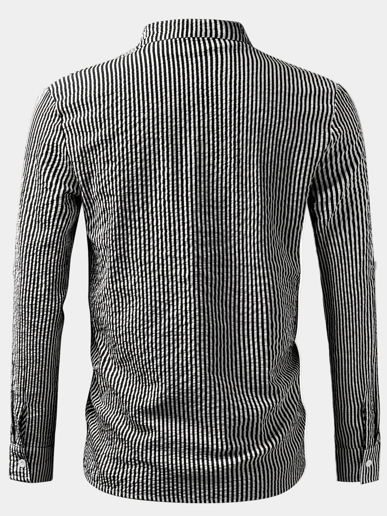 Men's Mandarin Collar Striped Shirt