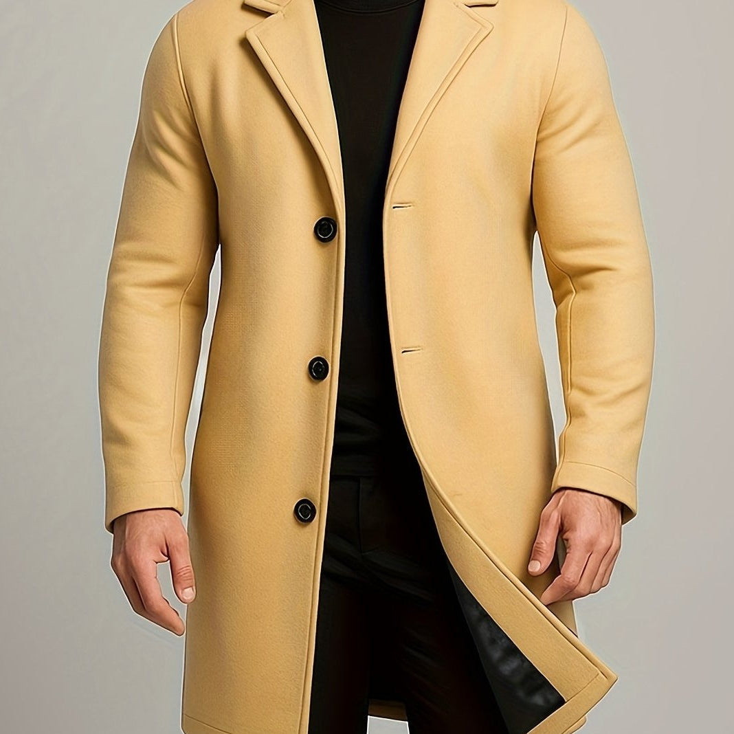 Men's Notch Collar Buttoned Overcoat