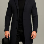 Men's Notch Collar Buttoned Overcoat