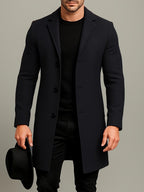 Men's Notch Collar Buttoned Overcoat