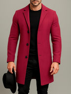 Men's Notch Collar Buttoned Overcoat