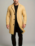Men's Notch Collar Buttoned Overcoat
