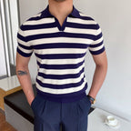 Men's Open Collar Knit Polo Shirt