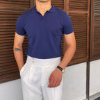 Men's Open Collar Knit Polo Shirt