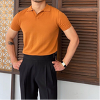 Men's Open Collar Knit Polo Shirt