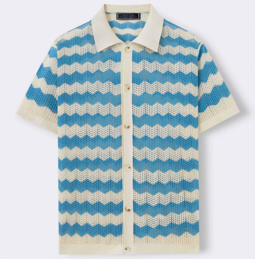 Men's Open-Knit Button-Up Shirt
