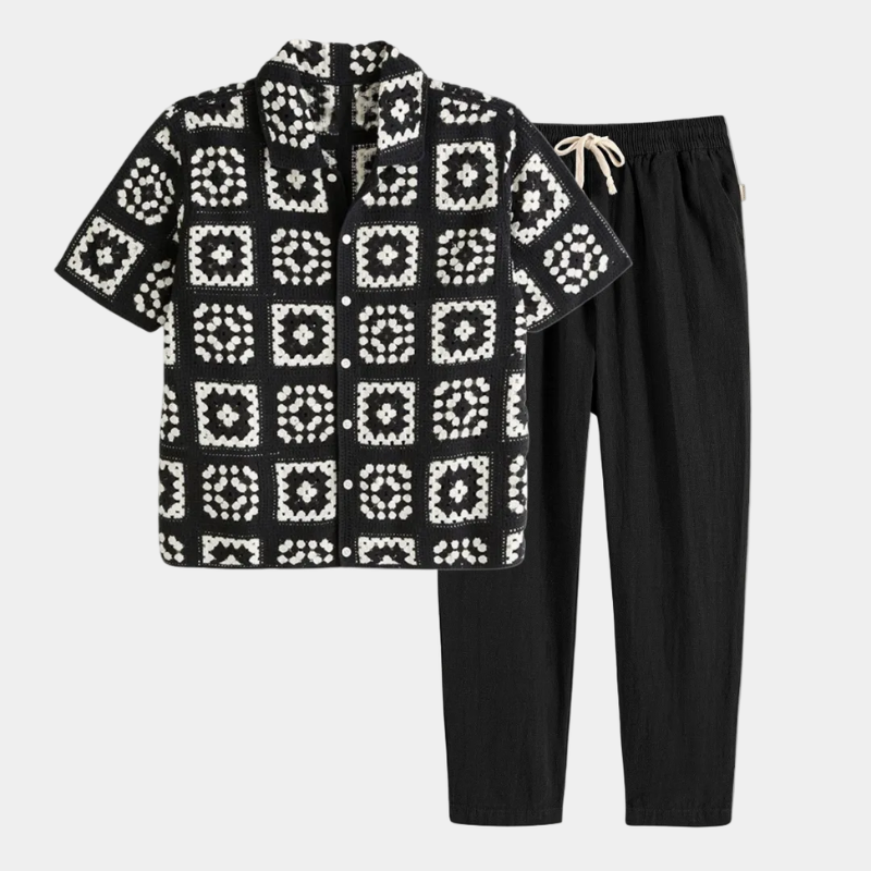 Men's Openwork Shirt Set