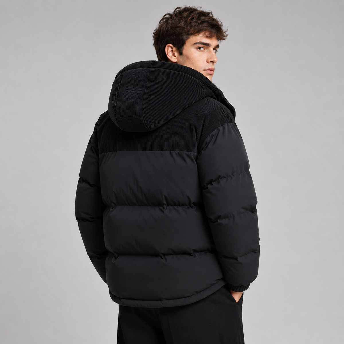 Men's Oversized Full-Zip Hooded Puffer Jacket