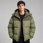 Men's Oversized Full-Zip Hooded Puffer Jacket
