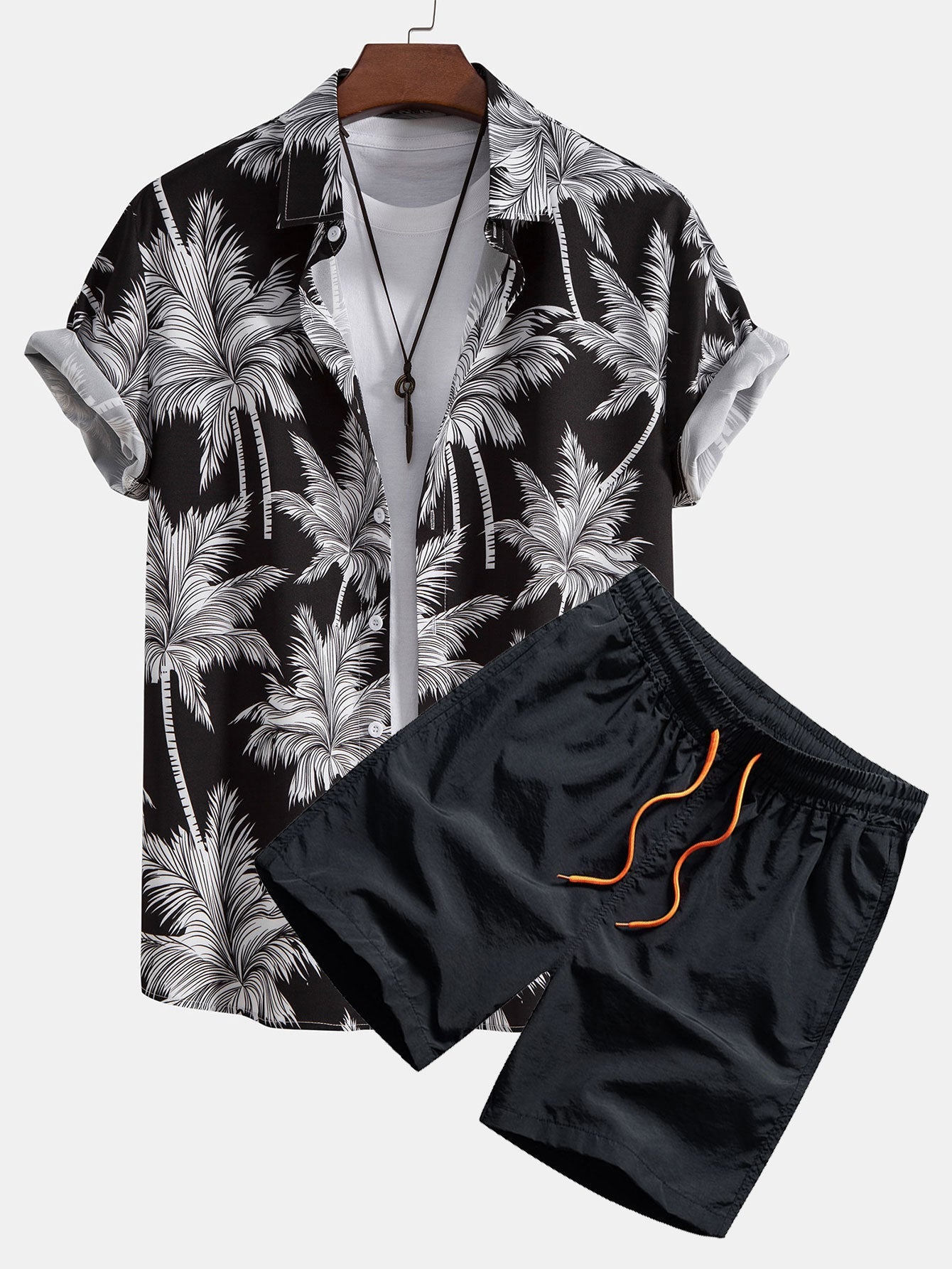 Men's Palm Print Shirt Set