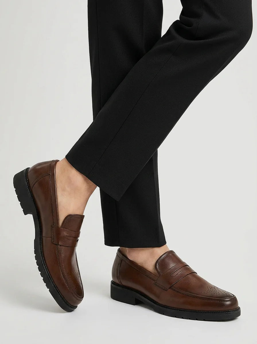 Men's Penny Loafers with Grooved Sole