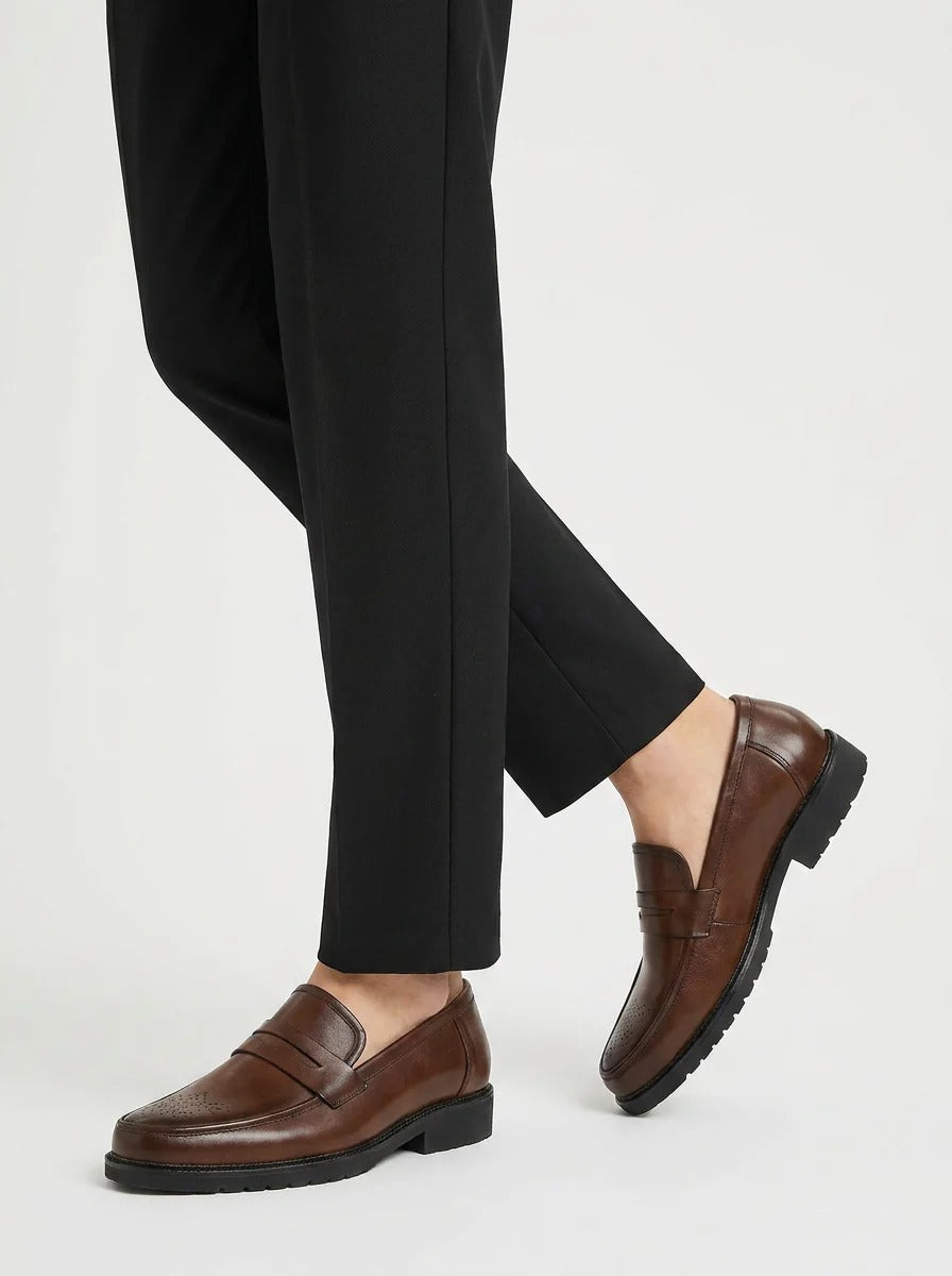 Men's Penny Loafers with Grooved Sole