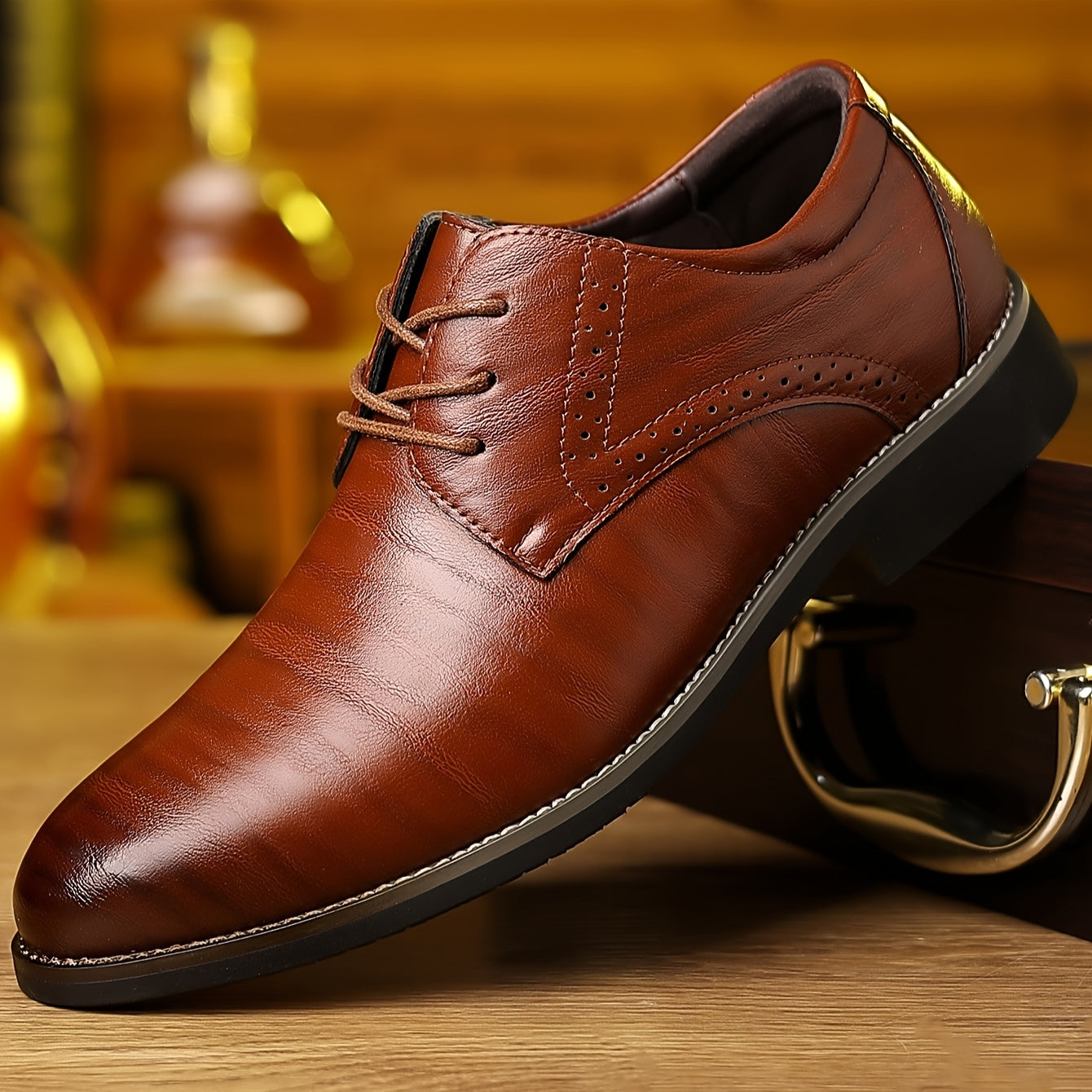 Men's Perforated Lace-Up Derby Shoes