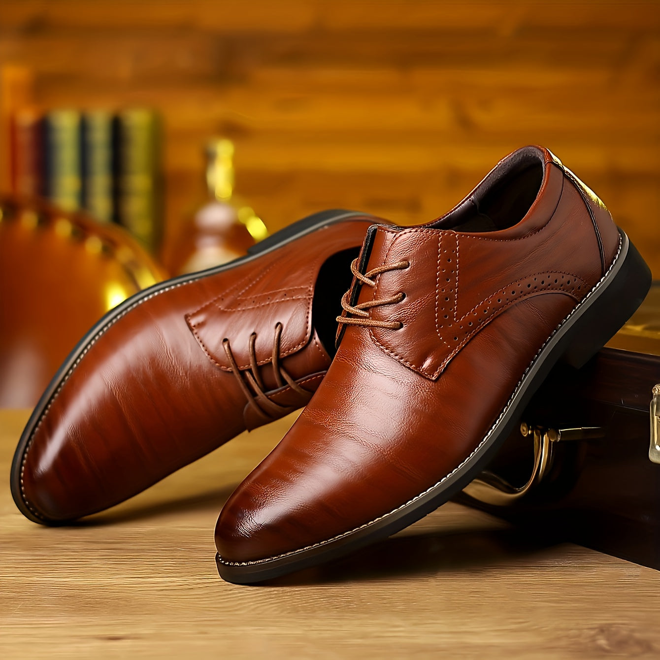 Men's Perforated Lace-Up Derby Shoes